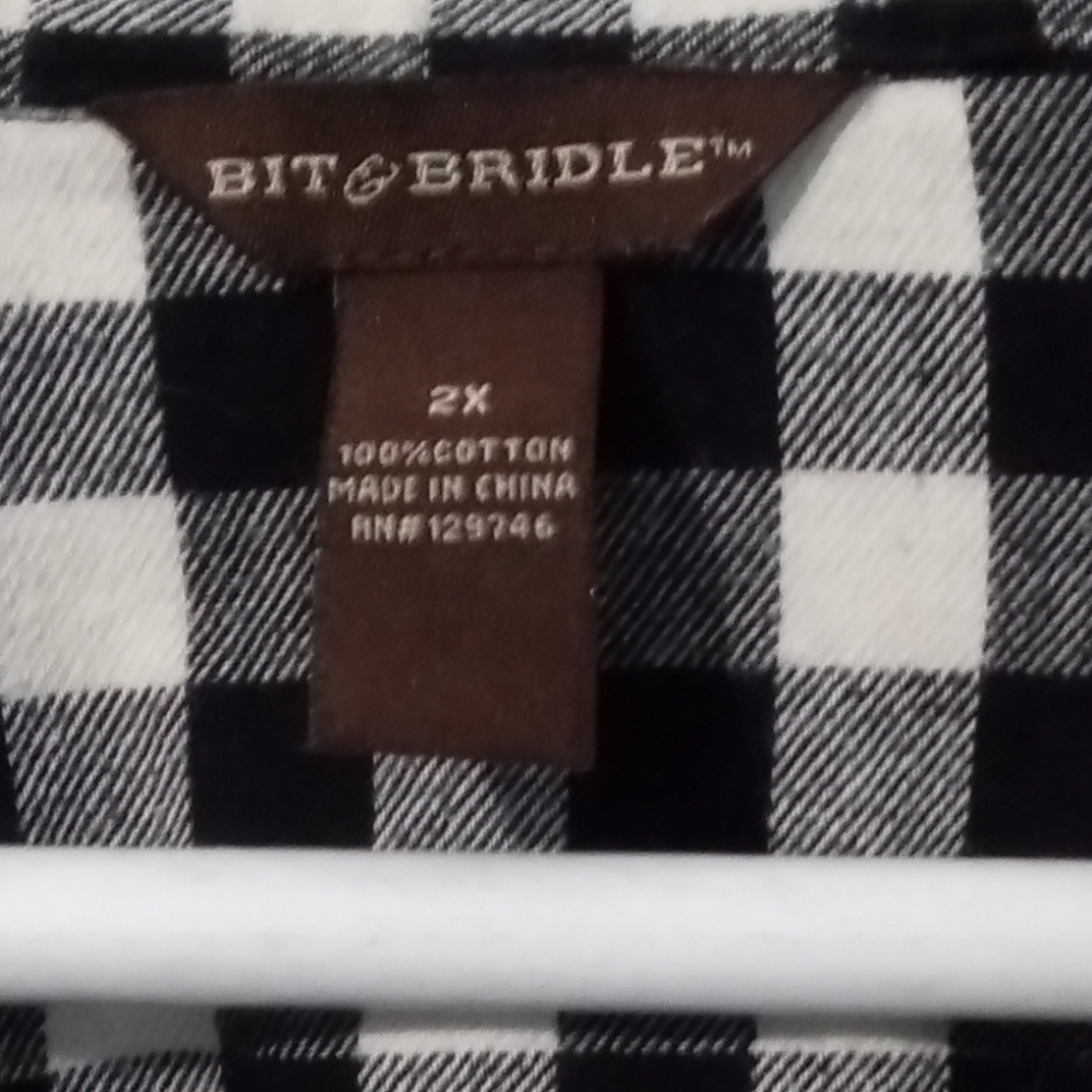 Bit & Bridle Black and White Checkered Blouse - Picture 2 of 7